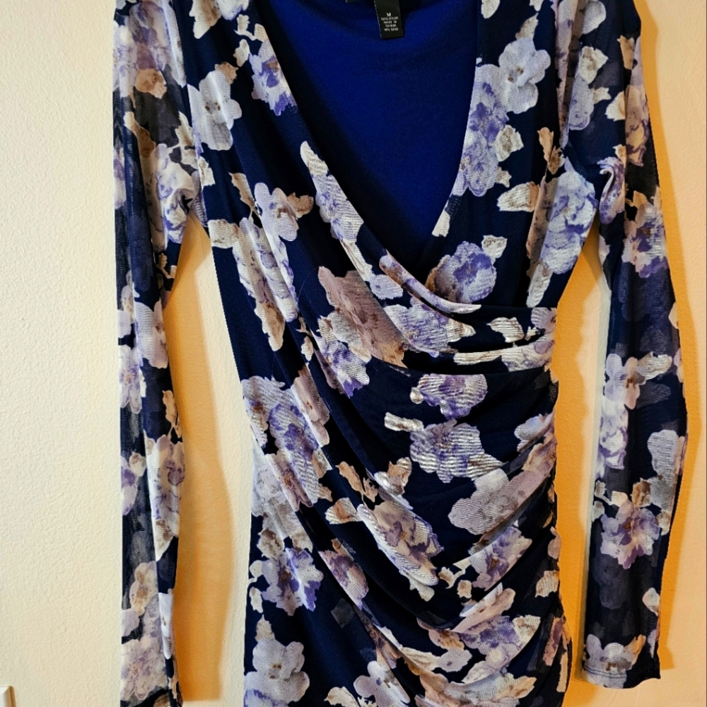 INC Navy Floral Top